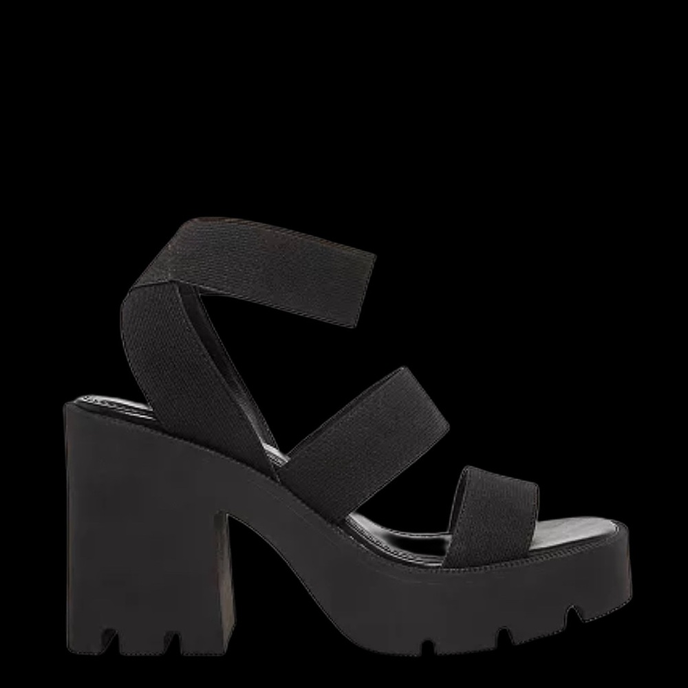 Black Chunky Heel Sandals